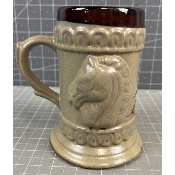 Vintage Ceramic Stein Horse Relief Mexican Art 5.5" Tall Red Clay Collectible - Picture 4 of 7